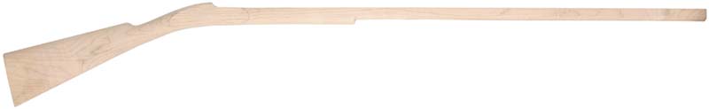 Stock, H. E. Leman Trade Rifle, pre shaped, non-inlet
1" octagon, 42" barrel, plain maple